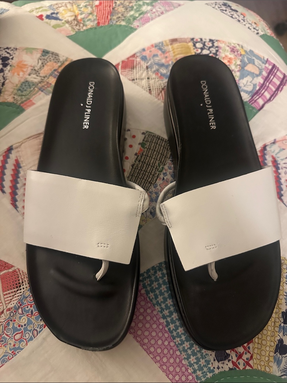 Donald J Pliner Fifi White Leather Slide Sandals